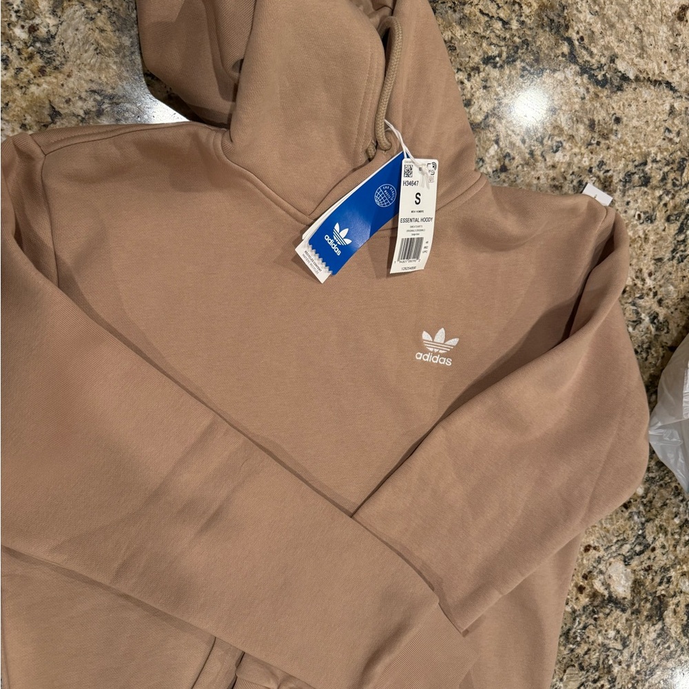 adidas Trefoil Essentials Hoodie in Beige
